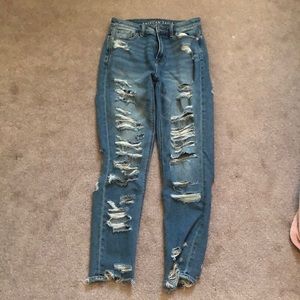 American eagle stretch mom jeans size 0 but fits 0-5 or 6